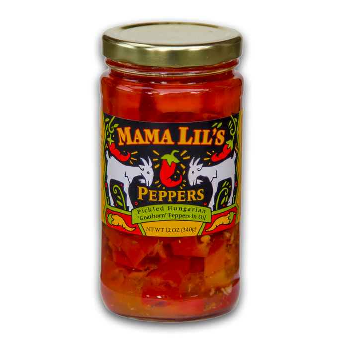Mama Lil's Mildly Spicy Peppers in Oil (Original) - 12oz. 6-pack