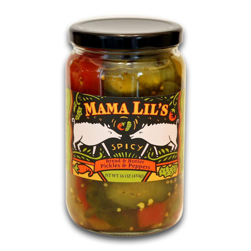 Mama Lil's Bread & Butter Pickles and Peppers - 16oz. 6-pack