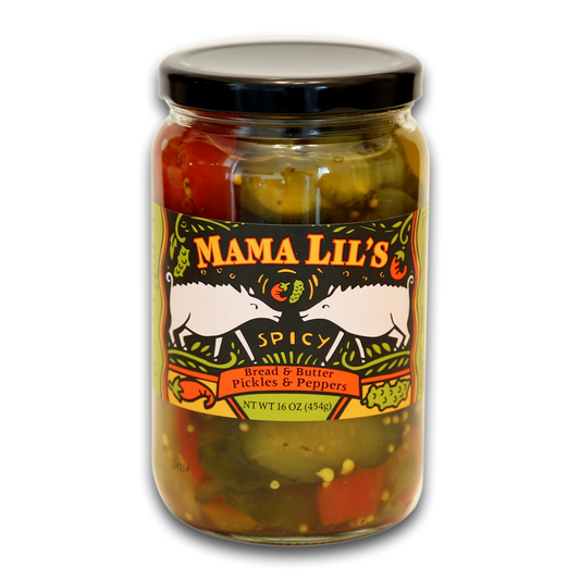 Mama Lil's Bread & Butter Pickles and Peppers - 16oz. 6-pack